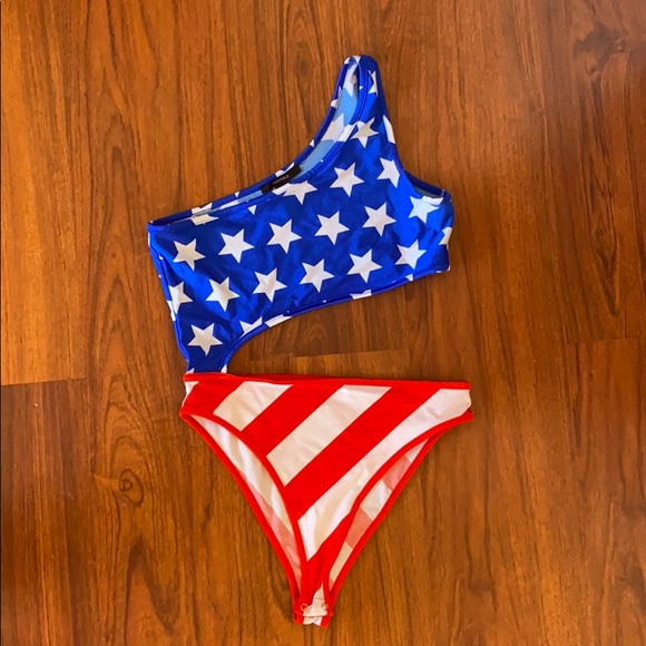 Forever 21 Swim Starsstripes Onepiece Cutout Swimsuit Poshmark